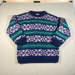 VINTAGE Rey Wear Wool Jumper XL Hand Knit Made in Ecuador Heavy
